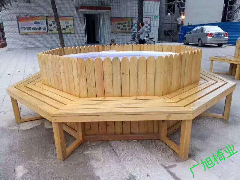 防腐木花箱坐凳安装效果案例