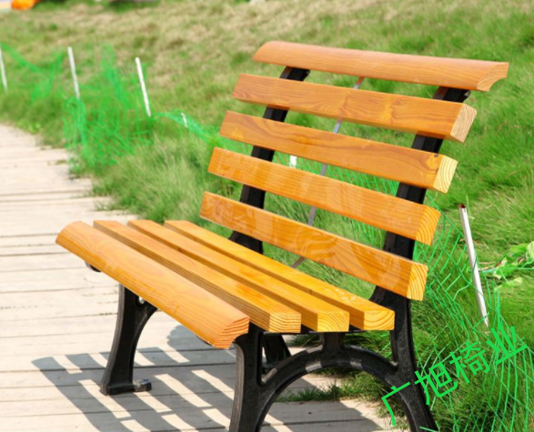 石家庄公园坐凳实木安装案例