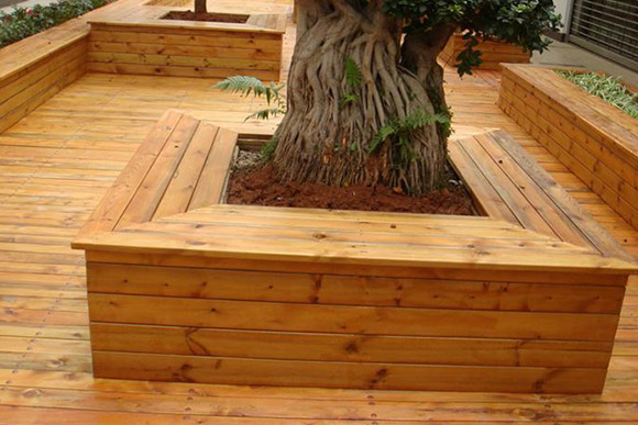 石家庄防腐木树池-坐凳